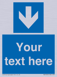 Custom Mandatory directional sign, blue arrow down